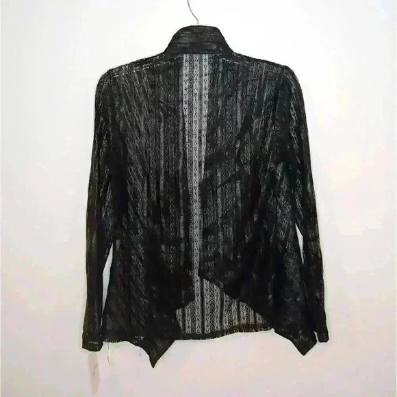 ALBERTO Makali Black Lace Pattern Open Blouse S - Picture 7 of 7